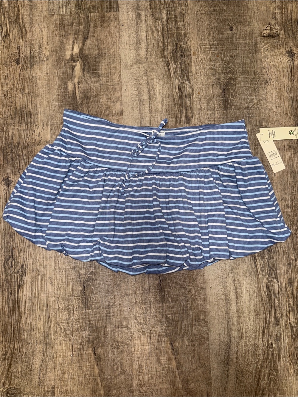 No Boundaries Blue and White Striped Girls' Skort with Tie Waist